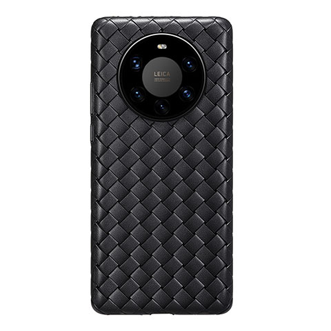 Coque Silicone Gel Motif Cuir Housse Etui pour Huawei Mate 40 Pro+ Plus Noir