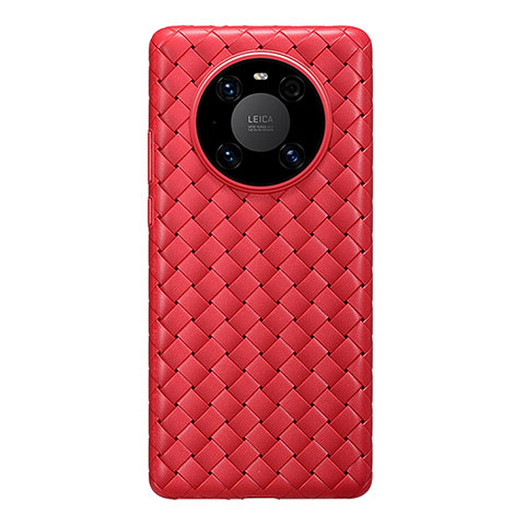 Coque Silicone Gel Motif Cuir Housse Etui pour Huawei Mate 40 Rouge