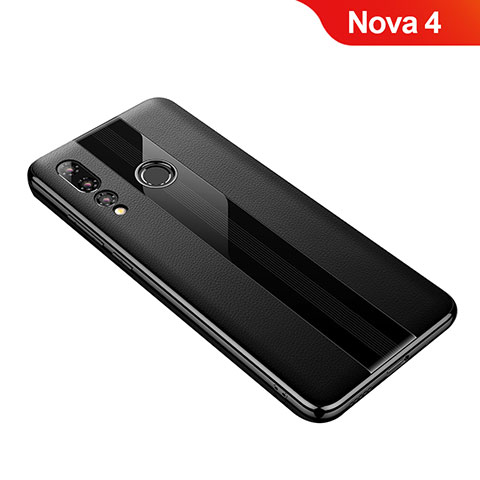 Coque Silicone Gel Motif Cuir Housse Etui pour Huawei Nova 4 Noir