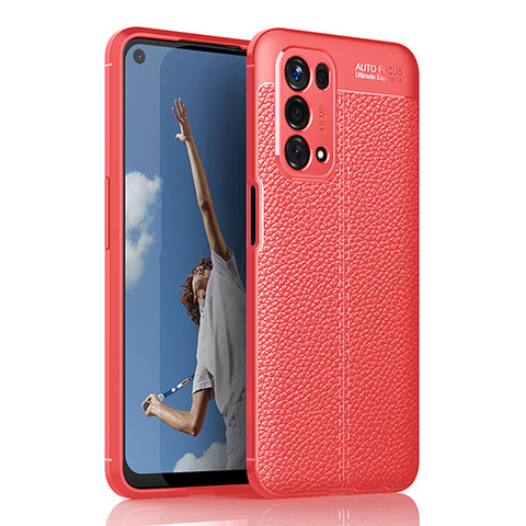 Coque Silicone Gel Motif Cuir Housse Etui pour OnePlus Nord N200 5G Rouge