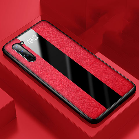 Coque Silicone Gel Motif Cuir Housse Etui pour Oppo Find X2 Lite Rouge