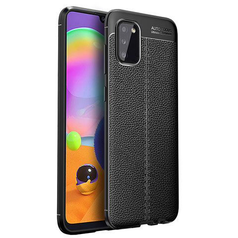 Coque Silicone Gel Motif Cuir Housse Etui pour Samsung Galaxy A02s Noir