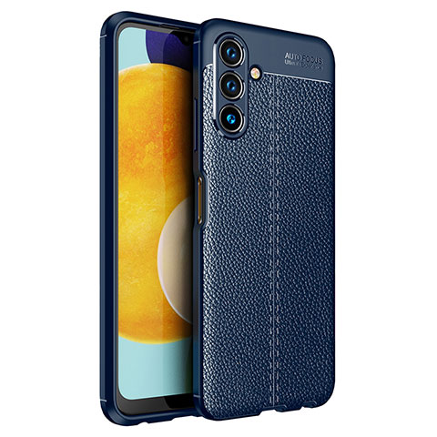 Coque Silicone Gel Motif Cuir Housse Etui pour Samsung Galaxy A13 5G Bleu