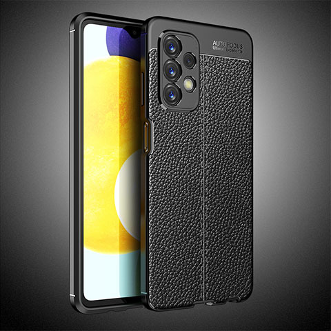 Coque Silicone Gel Motif Cuir Housse Etui pour Samsung Galaxy A23 5G Noir