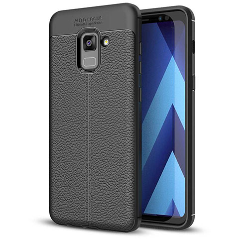 Coque Silicone Gel Motif Cuir Housse Etui pour Samsung Galaxy A5 (2018) A530F Noir