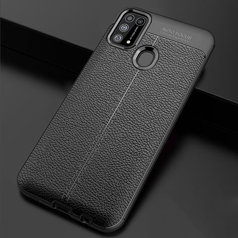 Coque Silicone Gel Motif Cuir Housse Etui pour Samsung Galaxy M31 Prime Edition Noir