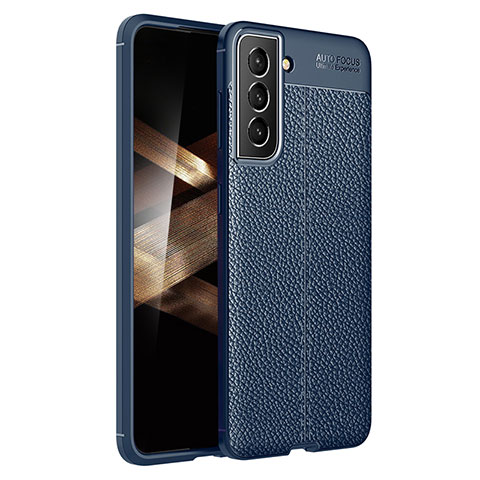 Coque Silicone Gel Motif Cuir Housse Etui pour Samsung Galaxy S25 Plus 5G Bleu