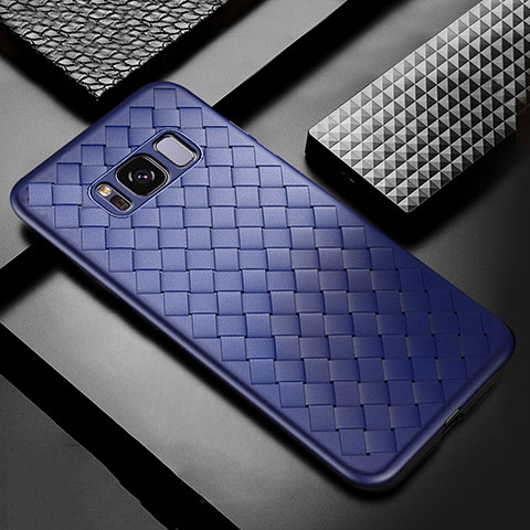 Coque Silicone Gel Motif Cuir Housse Etui pour Samsung Galaxy S8 Bleu