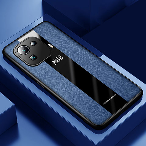 Coque Silicone Gel Motif Cuir Housse Etui pour Xiaomi Mi 11 Pro 5G Bleu
