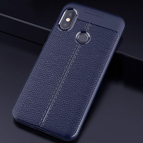 Coque Silicone Gel Motif Cuir Housse Etui pour Xiaomi Mi A2 Lite Bleu
