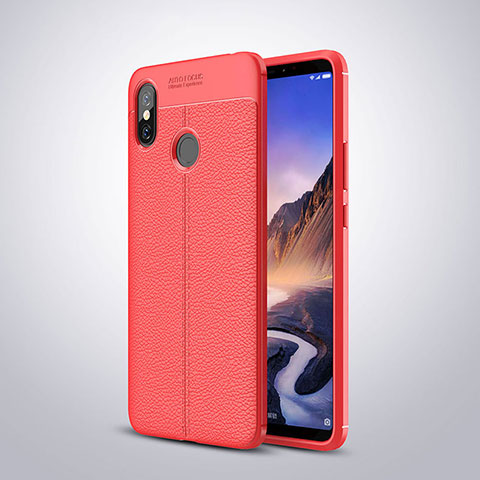 Coque Silicone Gel Motif Cuir Housse Etui pour Xiaomi Mi Max 3 Rouge