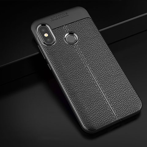 Coque Silicone Gel Motif Cuir Housse Etui pour Xiaomi Redmi 6 Pro Noir