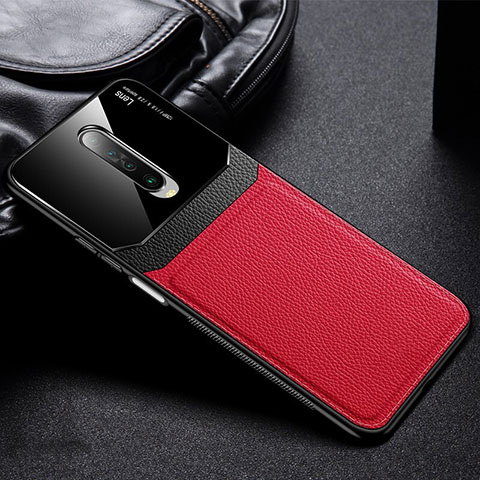 Coque Silicone Gel Motif Cuir Housse Etui pour Xiaomi Redmi K30 5G Rouge