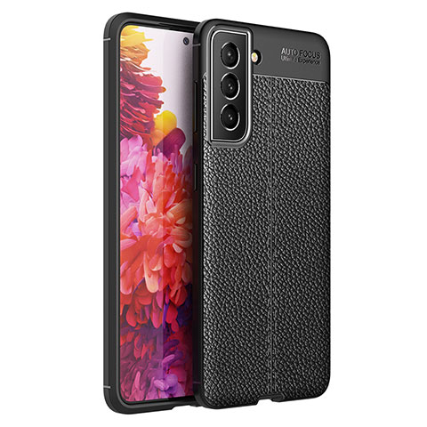 Coque Silicone Gel Motif Cuir Housse Etui Q01 pour Samsung Galaxy S21 Plus 5G Noir