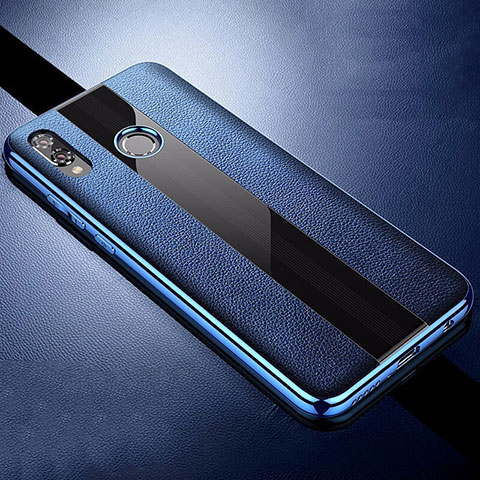 Coque Silicone Gel Motif Cuir Housse Etui S01 pour Huawei P Smart+ Plus Bleu