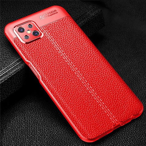 Coque Silicone Gel Motif Cuir Housse Etui S01 pour Oppo Reno4 Z 5G Rouge