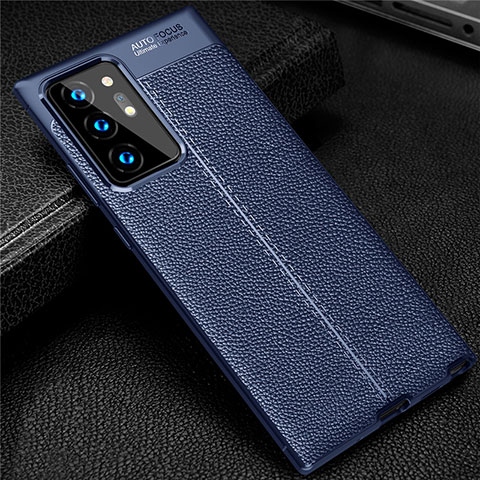 Coque Silicone Gel Motif Cuir Housse Etui S01 pour Samsung Galaxy Note 20 Ultra 5G Bleu