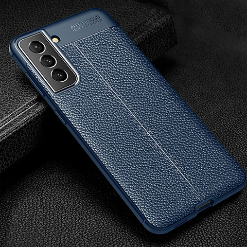 Coque Silicone Gel Motif Cuir Housse Etui S01 pour Samsung Galaxy S25 Plus 5G Bleu