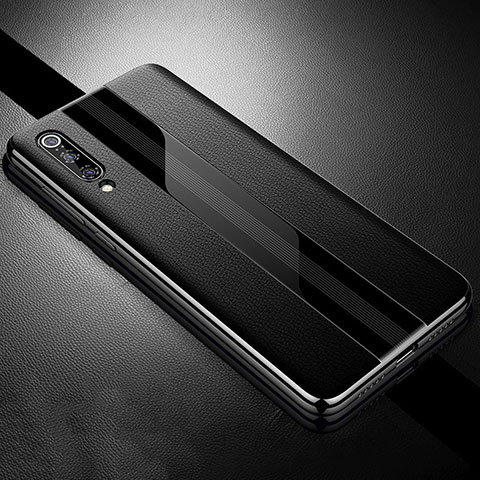 Coque Silicone Gel Motif Cuir Housse Etui S01 pour Xiaomi Mi 9 Lite Noir