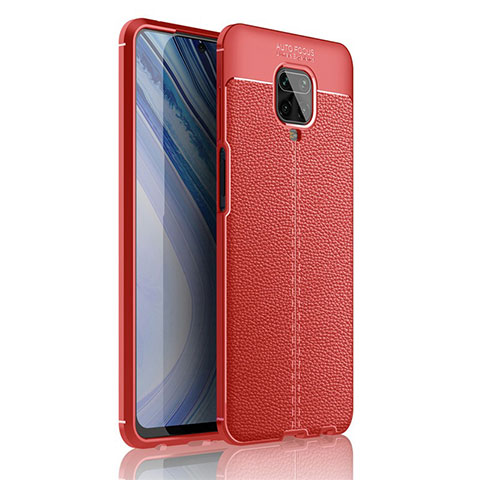Coque Silicone Gel Motif Cuir Housse Etui S01 pour Xiaomi Redmi Note 9 Pro Max Rouge