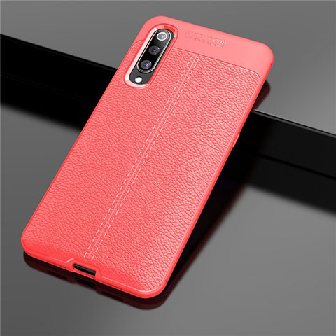 Coque Silicone Gel Motif Cuir Housse Etui S02 pour Xiaomi Mi 9 Pro 5G Rouge