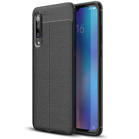 Coque Silicone Gel Motif Cuir Housse Etui S02 pour Xiaomi Mi A3 Lite Noir