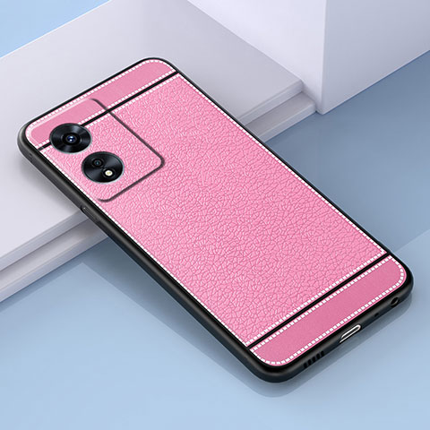Coque Silicone Gel Motif Cuir Housse Etui S03 pour Oppo A58 5G Rose