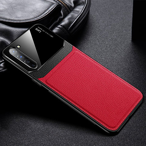 Coque Silicone Gel Motif Cuir Housse Etui S03 pour Oppo Find X2 Lite Rouge