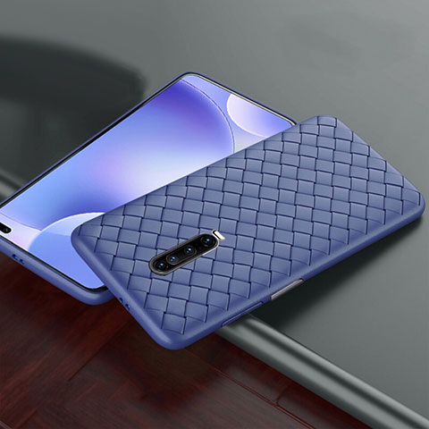Coque Silicone Gel Motif Cuir Housse Etui S03 pour Xiaomi Redmi K30 5G Bleu
