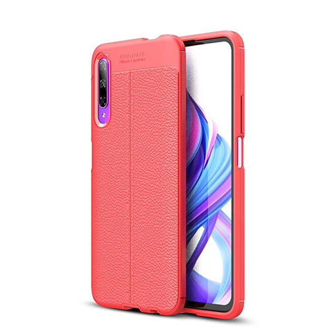 Coque Silicone Gel Motif Cuir Housse Etui S04 pour Huawei Honor 9X Pro Rouge