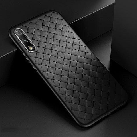 Coque Silicone Gel Motif Cuir Housse Etui S04 pour Huawei Y9 Prime (2019) Noir