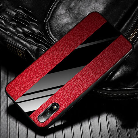 Coque Silicone Gel Motif Cuir Housse Etui S05 pour Huawei Honor 9X Rouge