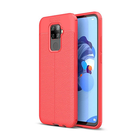 Coque Silicone Gel Motif Cuir Housse Etui S05 pour Huawei Nova 5i Pro Rouge