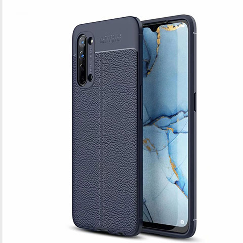 Coque Silicone Gel Motif Cuir Housse Etui S05 pour Oppo Find X2 Lite Bleu