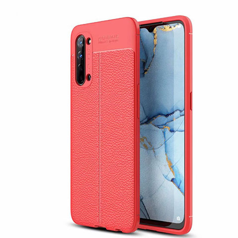Coque Silicone Gel Motif Cuir Housse Etui S05 pour Oppo Find X2 Lite Rouge