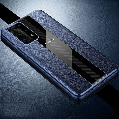Coque Silicone Gel Motif Cuir Housse Etui S06 pour Huawei P40 Pro+ Plus Bleu