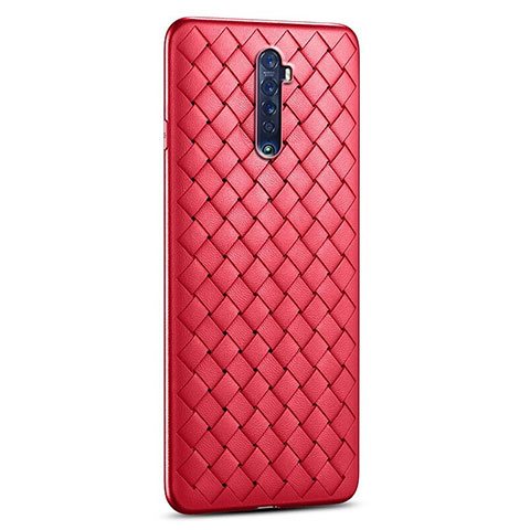 Coque Silicone Gel Motif Cuir Housse Etui S06 pour Oppo Reno2 Rouge