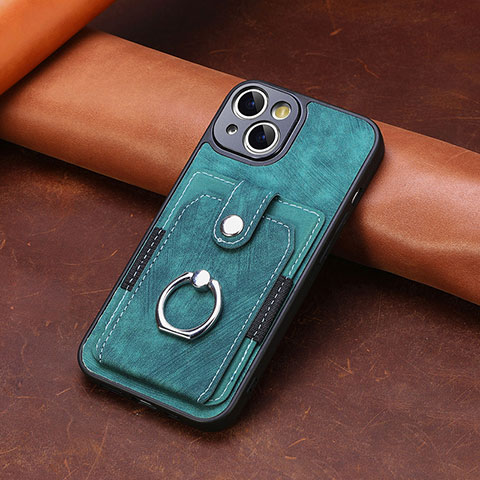 Coque Silicone Gel Motif Cuir Housse Etui SD10 pour Apple iPhone 14 Vert