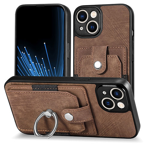 Coque Silicone Gel Motif Cuir Housse Etui SD11 pour Apple iPhone 14 Marron