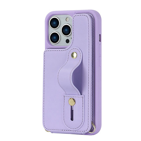 Coque Silicone Gel Motif Cuir Housse Etui SD14 pour Apple iPhone 13 Pro Violet