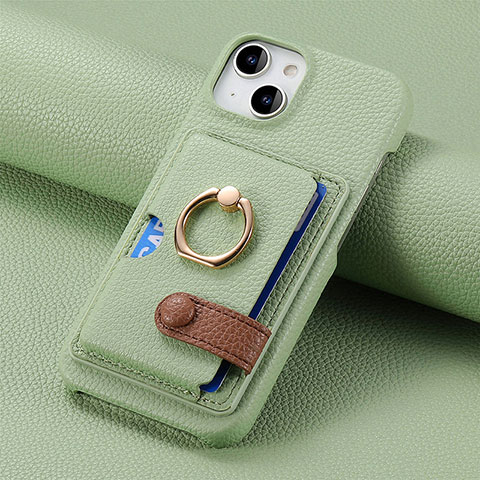 Coque Silicone Gel Motif Cuir Housse Etui SD17 pour Apple iPhone 14 Plus Pastel Vert