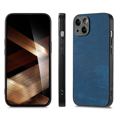 Coque Silicone Gel Motif Cuir Housse Etui SD3 pour Apple iPhone 14 Plus Bleu