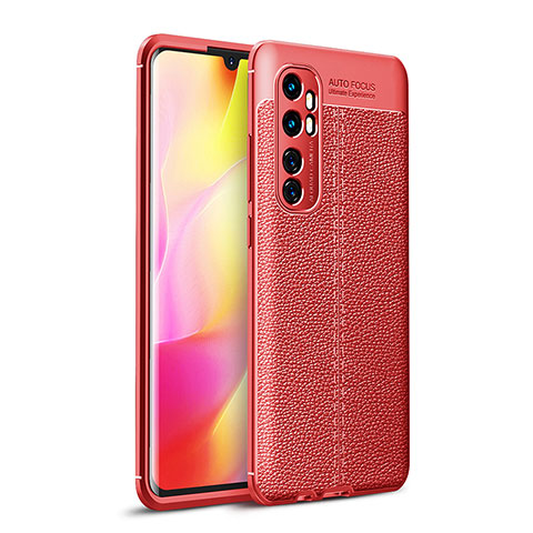 Coque Silicone Gel Motif Cuir Housse Etui WL1 pour Xiaomi Mi Note 10 Lite Rouge