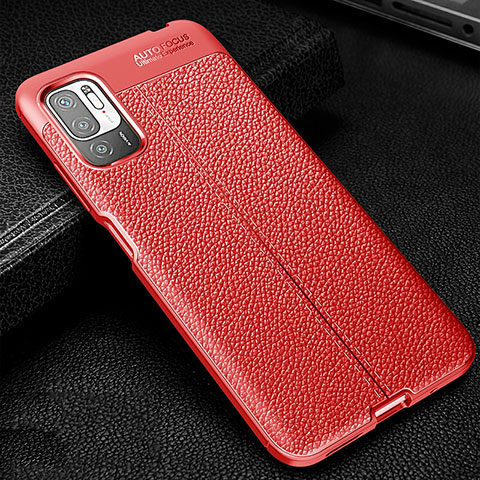 Coque Silicone Gel Motif Cuir Housse Etui WL1 pour Xiaomi Redmi Note 10T 5G Rouge