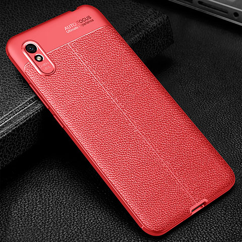 Coque Silicone Gel Motif Cuir Housse Etui WL2 pour Xiaomi Redmi 9AT Rouge