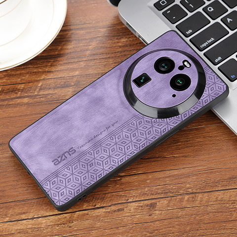 Coque Silicone Gel Motif Cuir Housse Etui YZ2 pour Oppo Find X6 5G Violet Clair