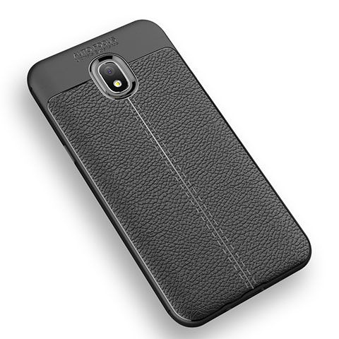 Coque Silicone Gel Motif Cuir K01 pour Samsung Galaxy Amp Prime 3 Noir