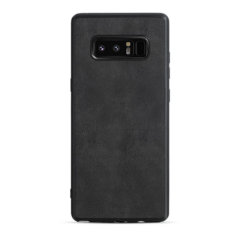 Coque Silicone Gel Motif Cuir Q01 pour Samsung Galaxy Note 8 Noir