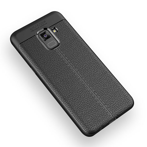 Coque Silicone Gel Motif Cuir W01 pour Samsung Galaxy A5 (2018) A530F Noir