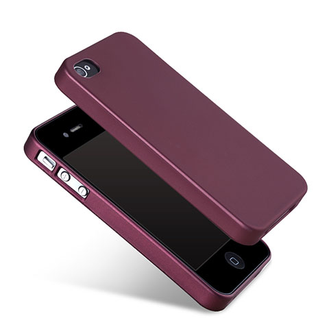 Coque Silicone Gel Souple Couleur Unie pour Apple iPhone 4S Rouge